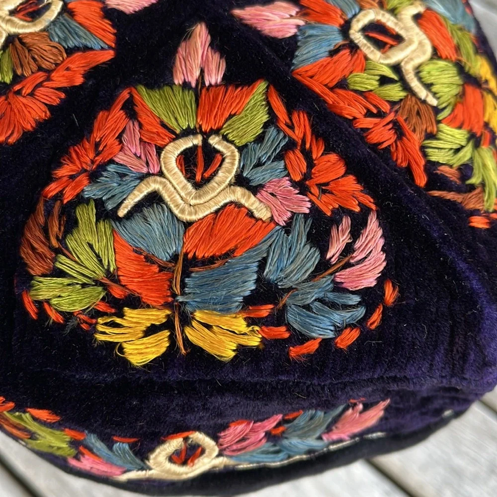 Vintage Heirloom Hand Crafted Uzbek / Tubeteika / Doppa Embroidered Skull Cap